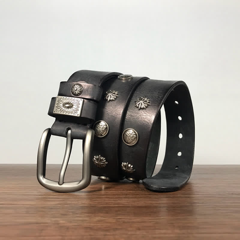 Retro Metal Rivet Studded Casual Jeans Leather Belt - image 13