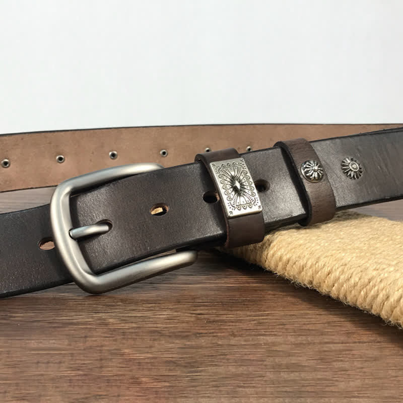 Retro Metal Rivet Studded Casual Jeans Leather Belt - image 10