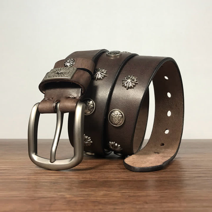 Retro Metal Rivet Studded Casual Jeans Leather Belt - image 5