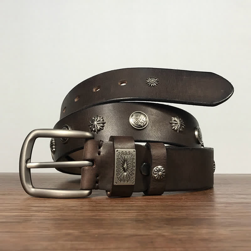 Retro Metal Rivet Studded Casual Jeans Leather Belt - image 7