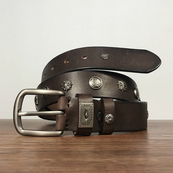 Retro Metal Rivet Studded Casual Jeans Leather Belt - image 7