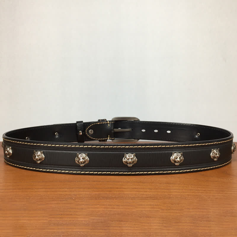 Unique Tiger Shape Rivet Studded Leather Belt - image 5