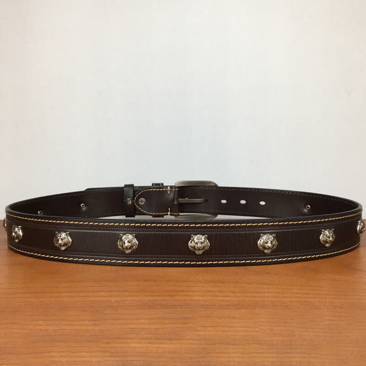 Unique Tiger Shape Rivet Studded Leather Belt - image 11