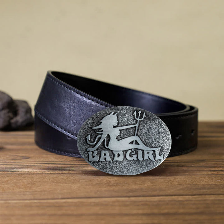 Men's DIY Bad Girl Good Girl Buckle Leather Belt - Bad Girl - Black PU Belt (40) - image 4