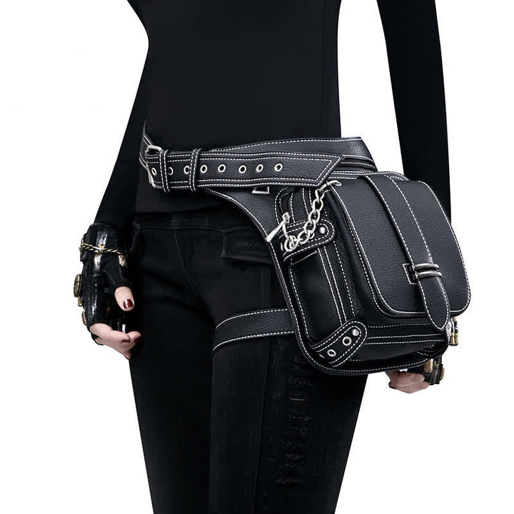 Punk Steampunk Motorcycle Crossbody Waist Leg Bag - Black - image 0