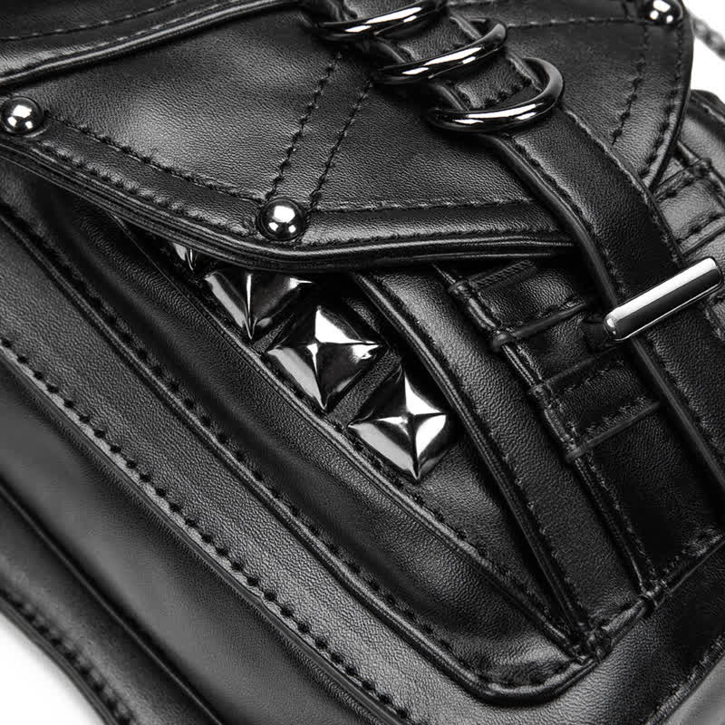 Black Motorcycle Punk Rivet Steampunk Waist Leg Bag - image 13