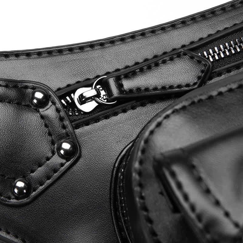 Black Motorcycle Punk Rivet Steampunk Waist Leg Bag - image 14
