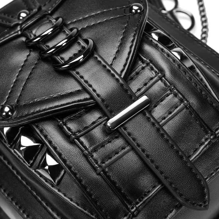 Black Motorcycle Punk Rivet Steampunk Waist Leg Bag - image 12