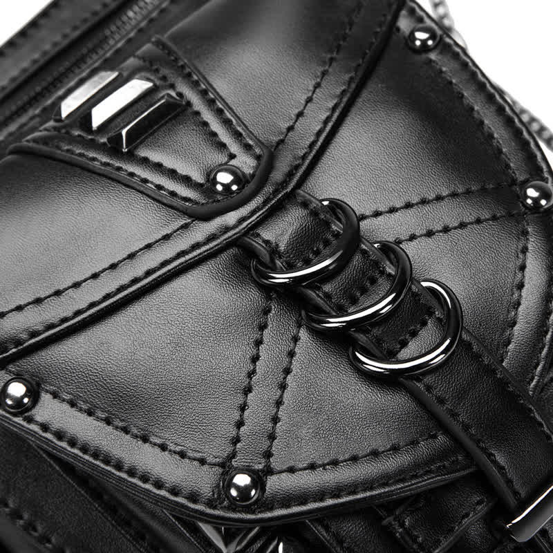 Black Motorcycle Punk Rivet Steampunk Waist Leg Bag - image 11
