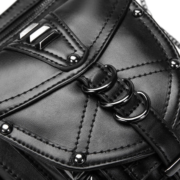 Black Motorcycle Punk Rivet Steampunk Waist Leg Bag - image 11