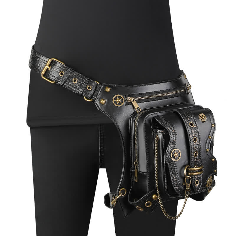 Outdoor Gear Steampunk Chain Waist Leg Bag - Black - image 0