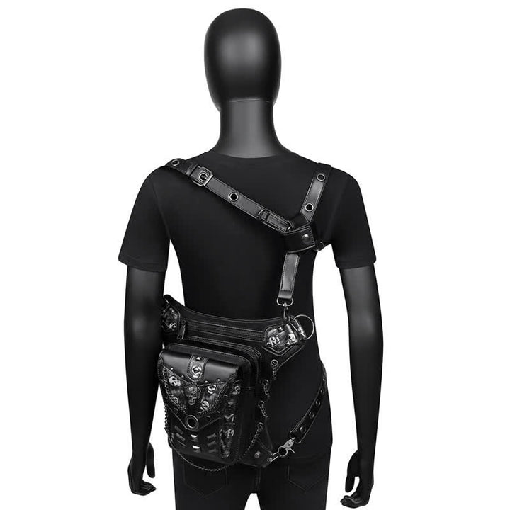 Skull Studs Decoration Steampunk Chain Waist Leg Bag - image 10