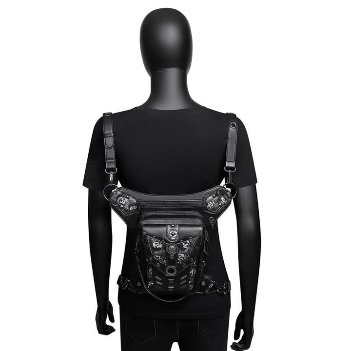 Skull Studs Decoration Steampunk Chain Waist Leg Bag - image 9