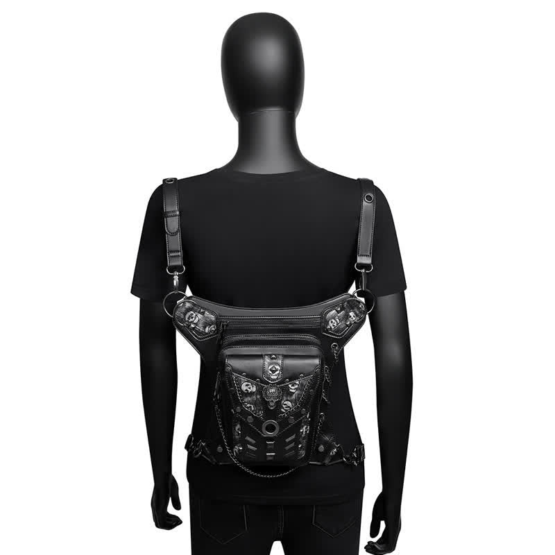 Skull Studs Decoration Steampunk Chain Waist Leg Bag - image 9