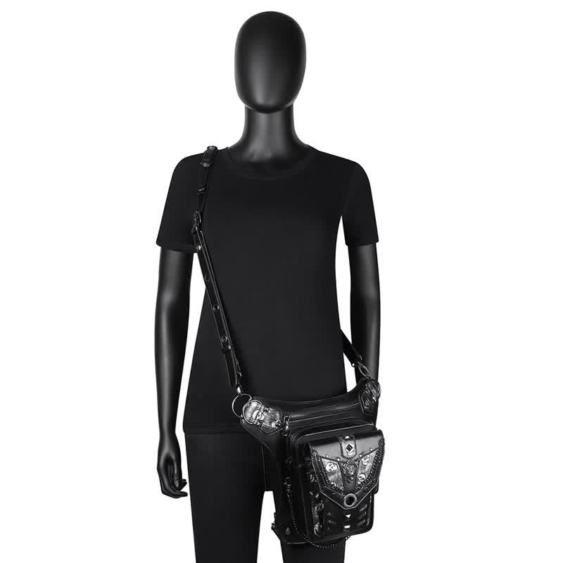 Skull Studs Decoration Steampunk Chain Waist Leg Bag - image 11