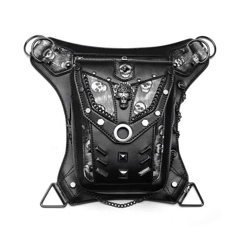 Skull Studs Decoration Steampunk Chain Waist Leg Bag - image 8