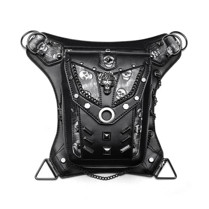 Skull Studs Decoration Steampunk Chain Waist Leg Bag - image 8