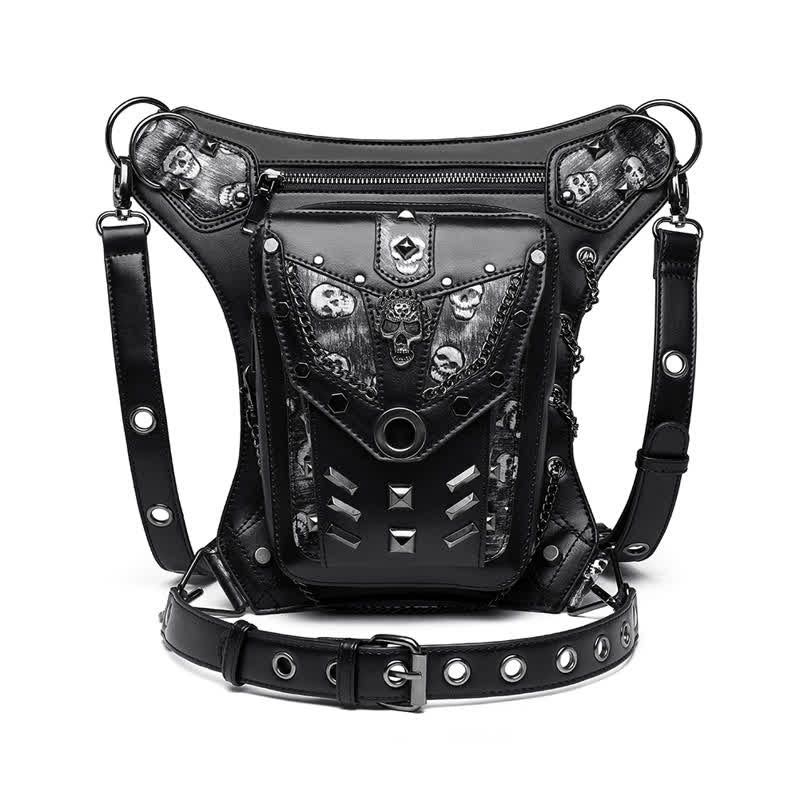 Skull Studs Decoration Steampunk Chain Waist Leg Bag - image 1