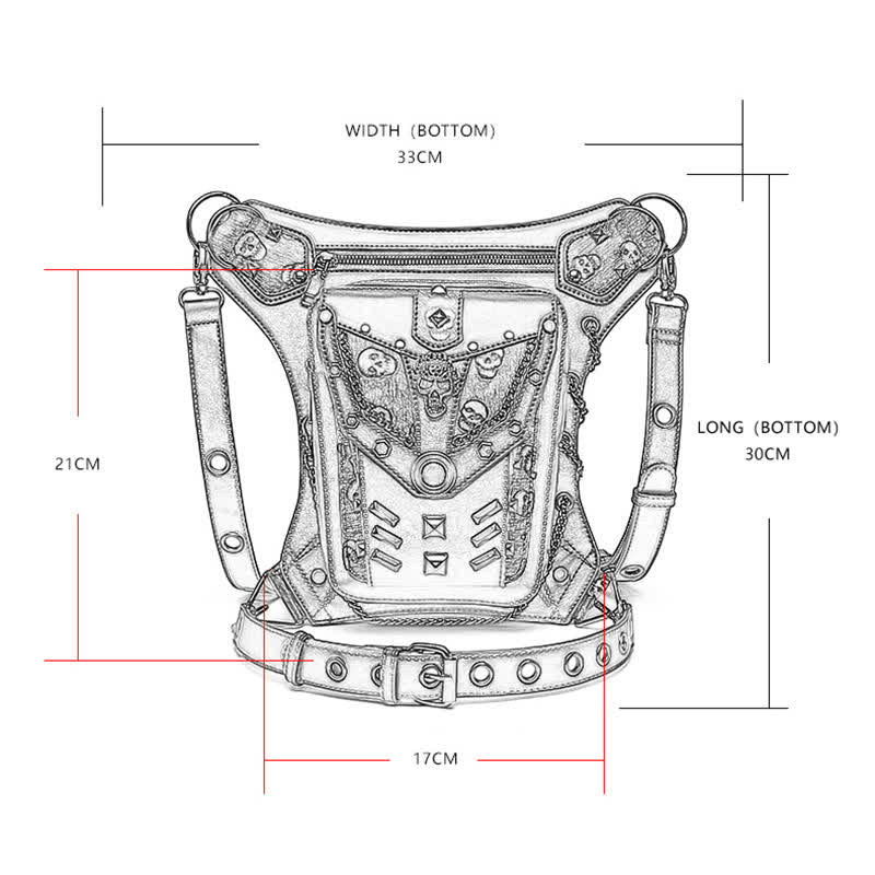 Skull Studs Decoration Steampunk Chain Waist Leg Bag - image 2