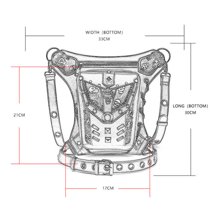 Skull Studs Decoration Steampunk Chain Waist Leg Bag - image 2