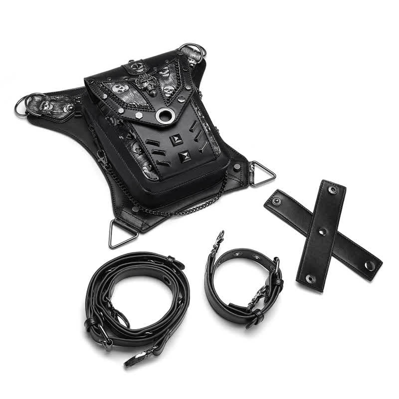 Skull Studs Decoration Steampunk Chain Waist Leg Bag - image 5