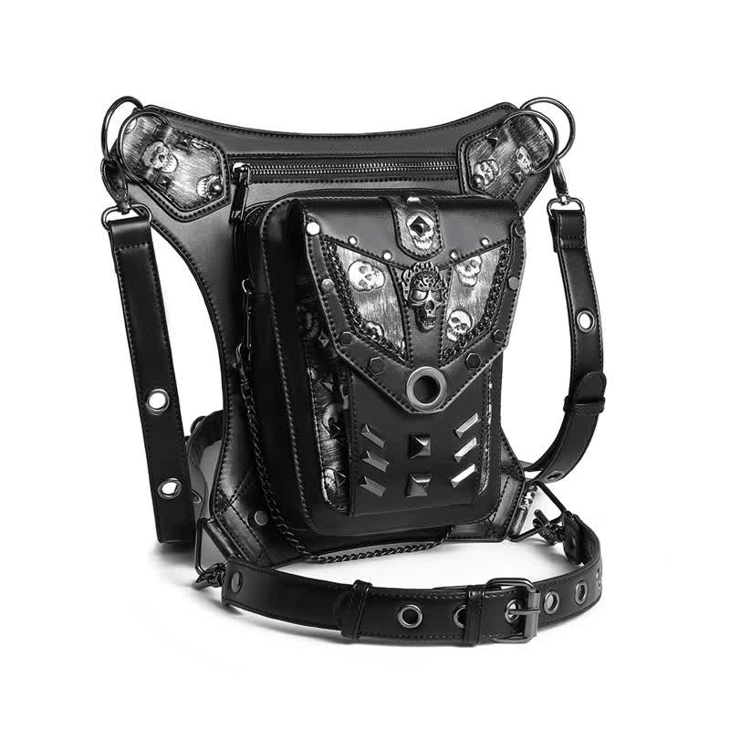 Skull Studs Decoration Steampunk Chain Waist Leg Bag - image 7