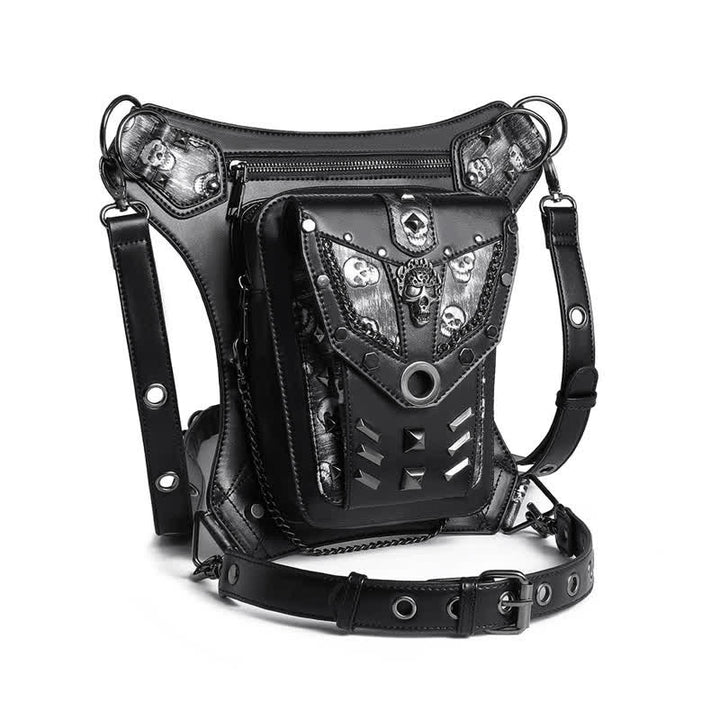 Skull Studs Decoration Steampunk Chain Waist Leg Bag - image 7