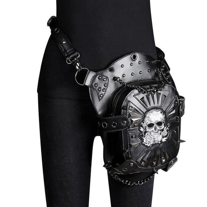 Convertible Skull Design Shoulder Waist Leg Bag - Black - image 0
