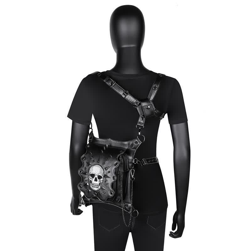Gothic Style Skull Steampunk Shoulder Waist Leg Bag - image 9