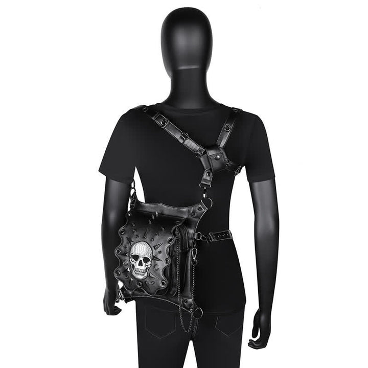 Gothic Style Skull Steampunk Shoulder Waist Leg Bag - image 9