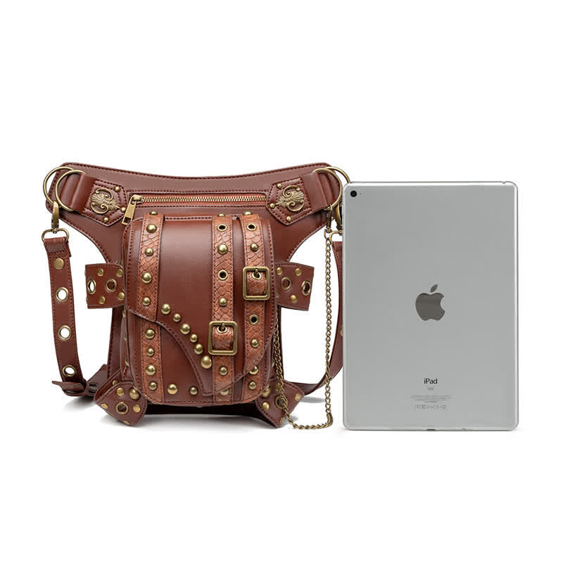 Brown Rock Motorcycle Chain Shoulder Waist Leg Bag - image 6