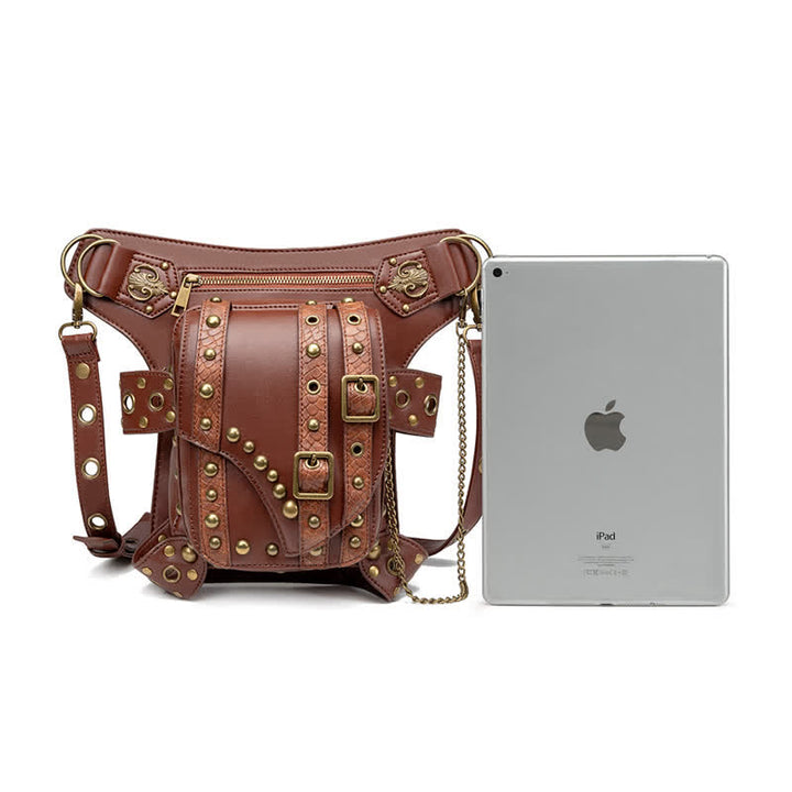 Brown Rock Motorcycle Chain Shoulder Waist Leg Bag - image 6