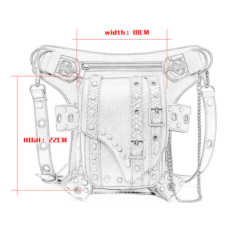 Brown Rock Motorcycle Chain Shoulder Waist Leg Bag - image 4