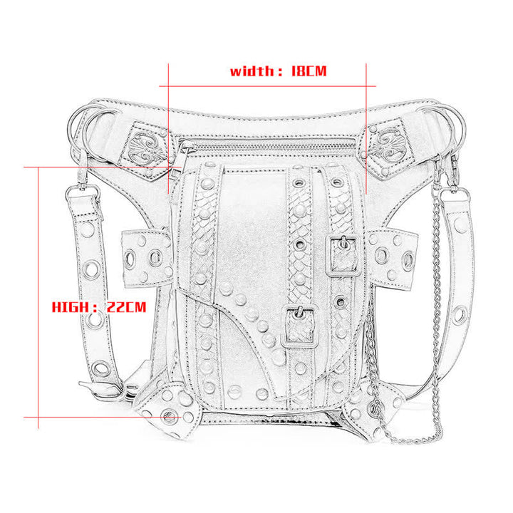 Brown Rock Motorcycle Chain Shoulder Waist Leg Bag - image 4