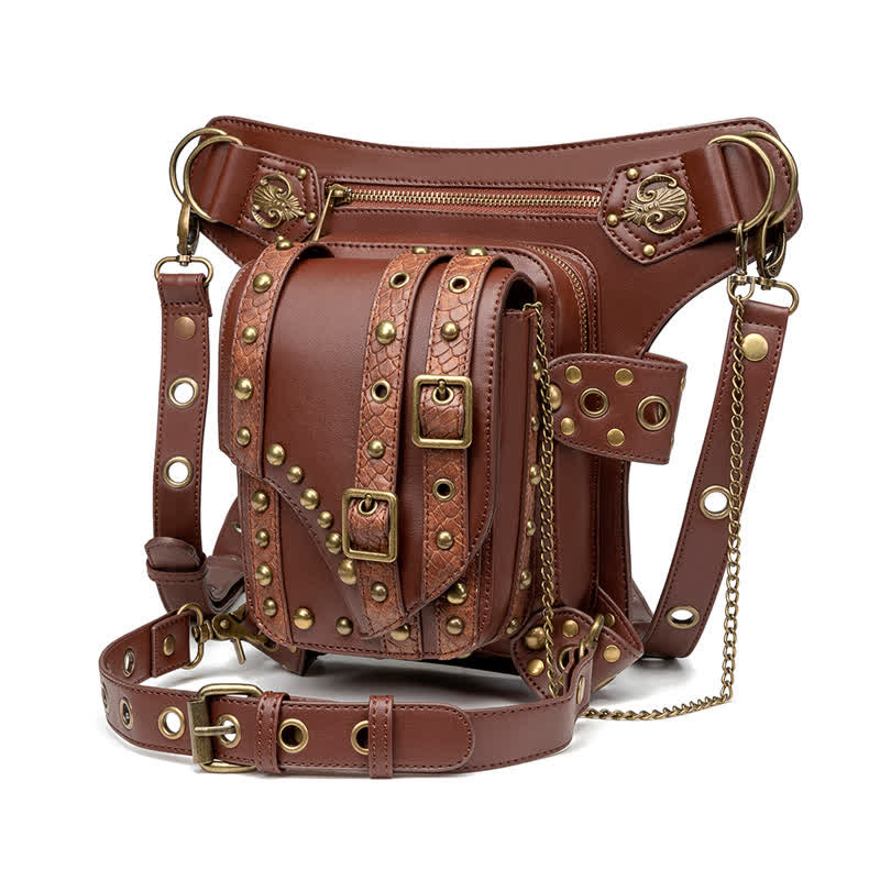 Brown Rock Motorcycle Chain Shoulder Waist Leg Bag - image 8