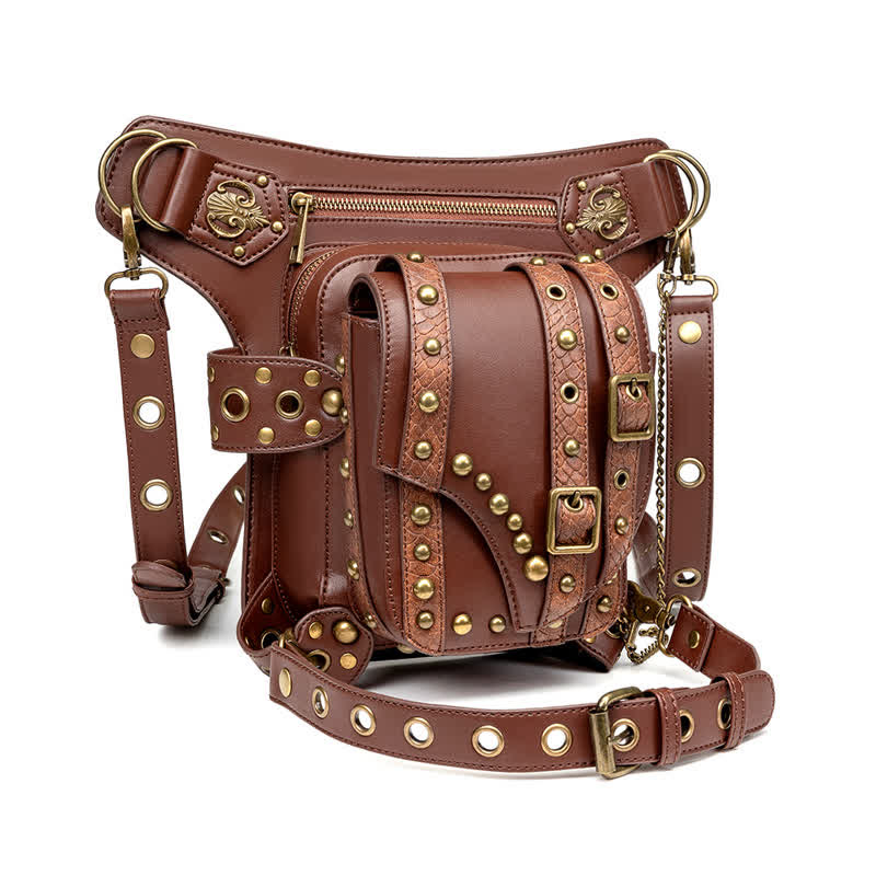 Brown Rock Motorcycle Chain Shoulder Waist Leg Bag - image 7