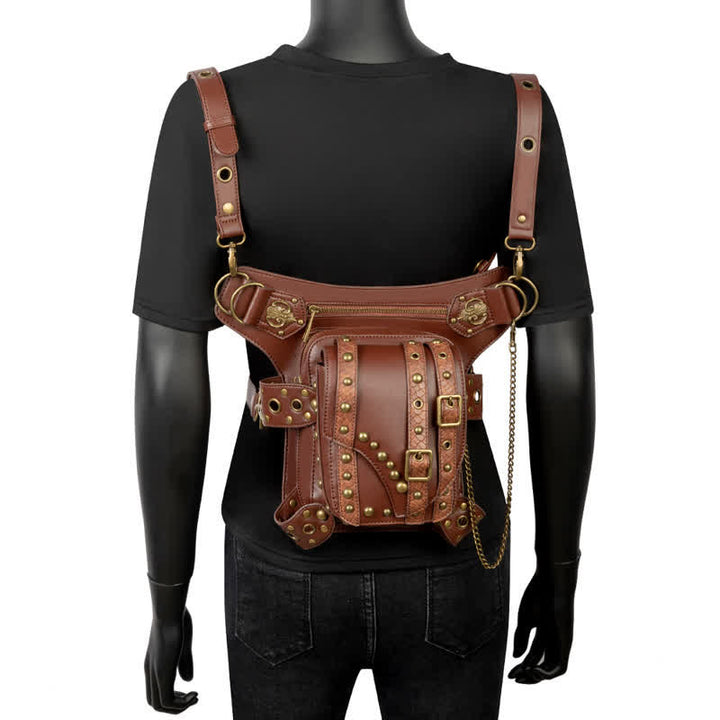 Brown Rock Motorcycle Chain Shoulder Waist Leg Bag - image 12