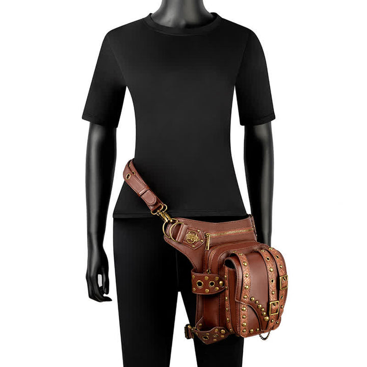 Brown Rock Motorcycle Chain Shoulder Waist Leg Bag - image 11
