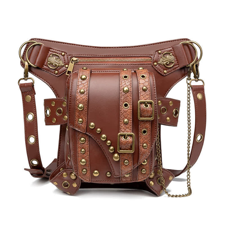 Brown Rock Motorcycle Chain Shoulder Waist Leg Bag - image 3