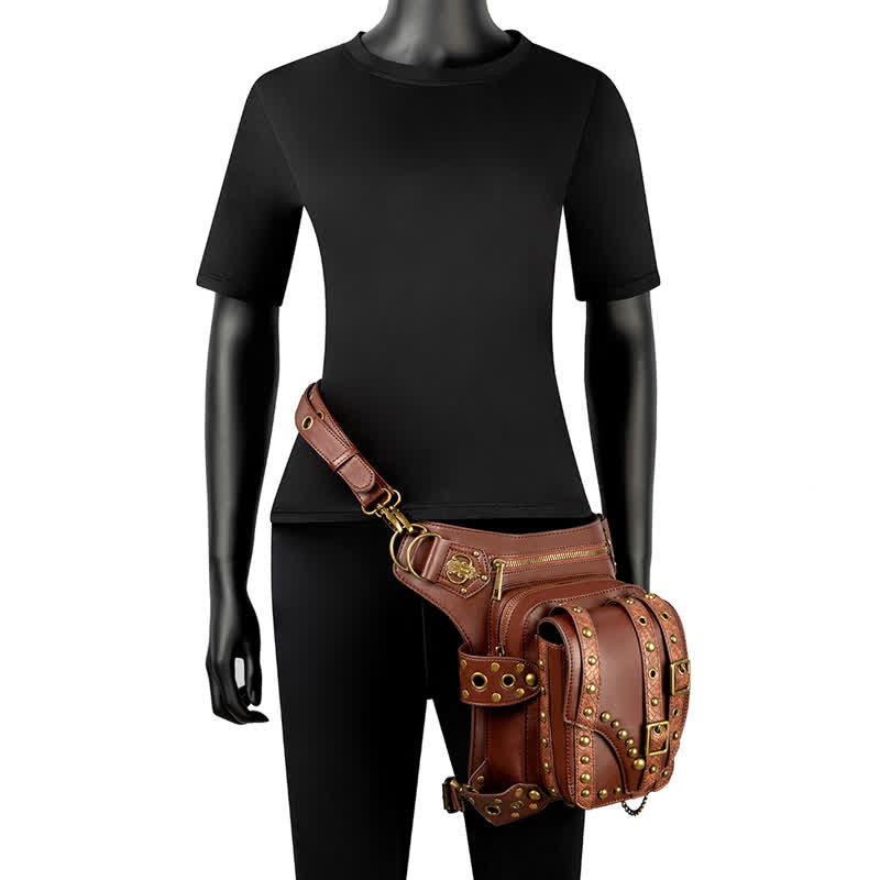 Brown Rock Motorcycle Chain Shoulder Waist Leg Bag - image 11