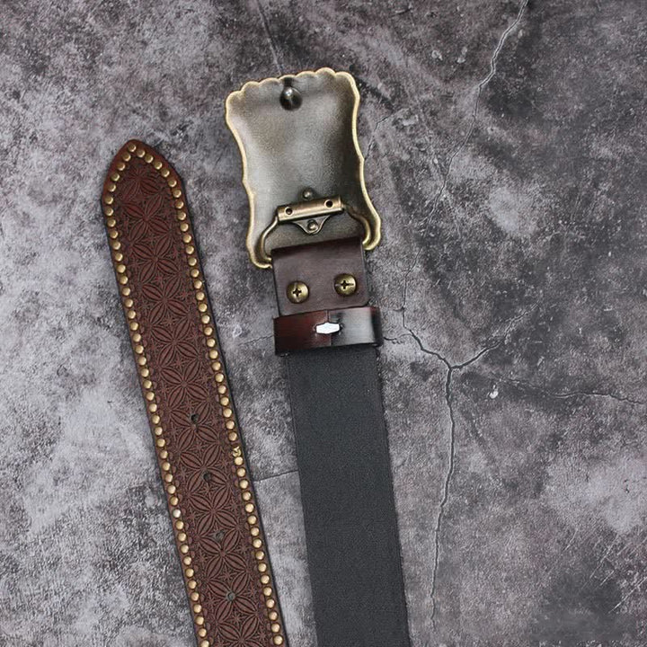 Men's Western Turquoise Stone Embellishment Leather Belt - image 5