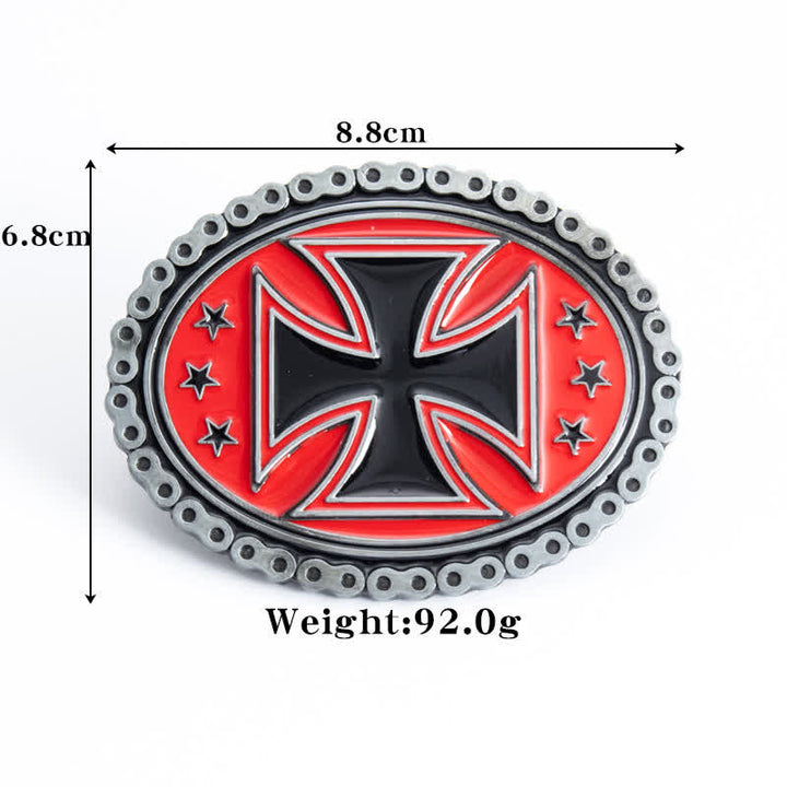 Men's DIY Religion Cross Motorcycle Buckle Leather Belt - image 14