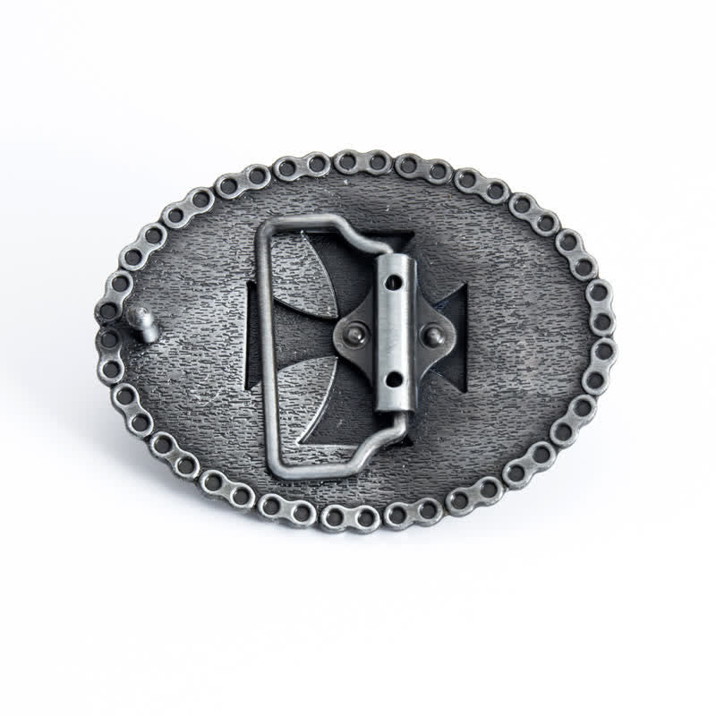 Men's DIY Religion Cross Motorcycle Buckle Leather Belt - image 1