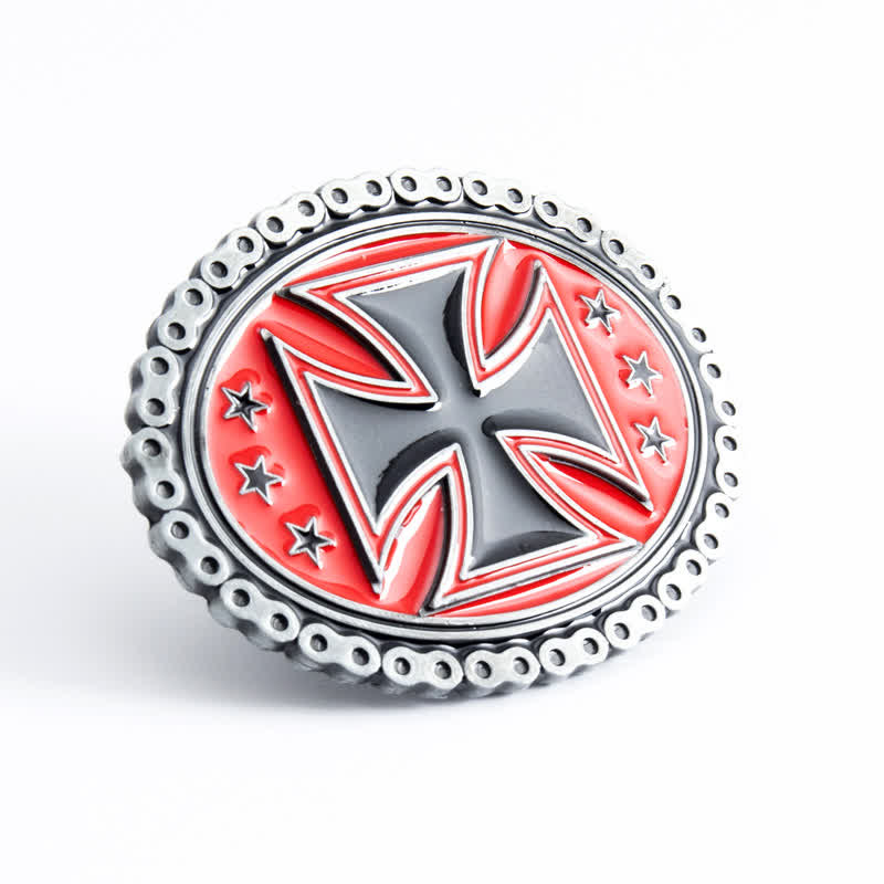 Men's DIY Religion Cross Motorcycle Buckle Leather Belt - image 13
