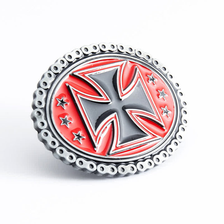 Men's DIY Religion Cross Motorcycle Buckle Leather Belt - image 13