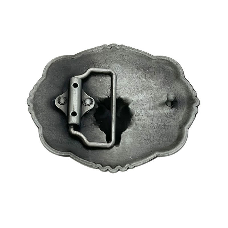Men's DIY Cowboy Gothic Skull Bull Buckle Leather Belt - image 1
