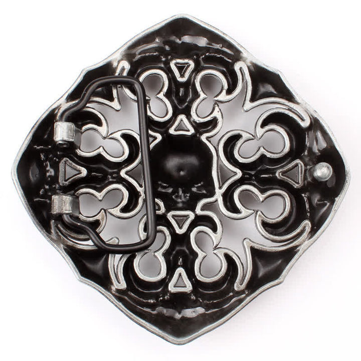 Men's DIY Rock Hollow Out Skull Buckle Leather Belt - image 1