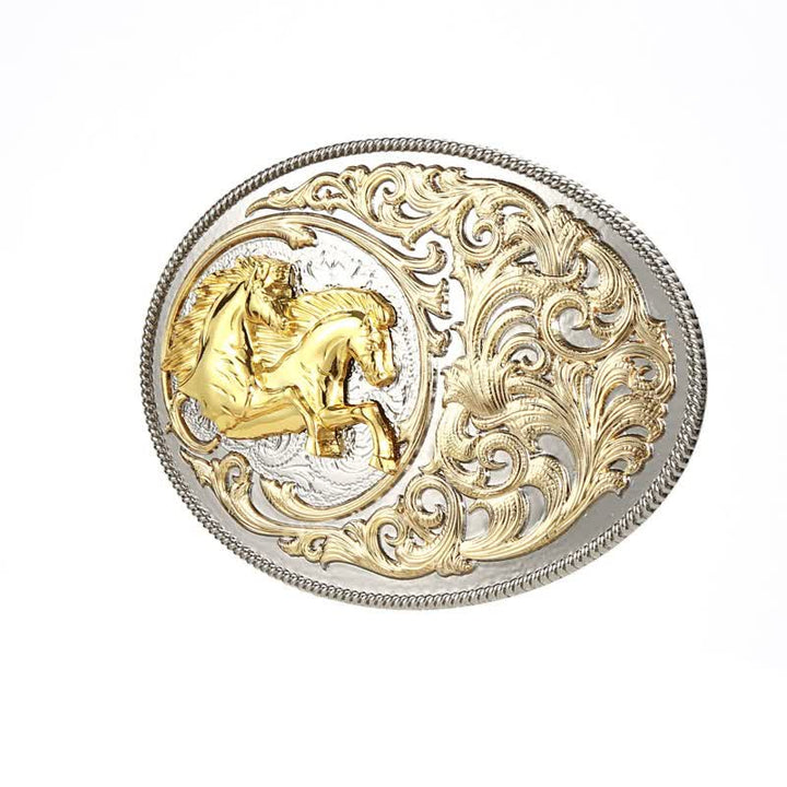 Men's DIY Luxury Gold Horse Head Buckle Leather Belt - image 3