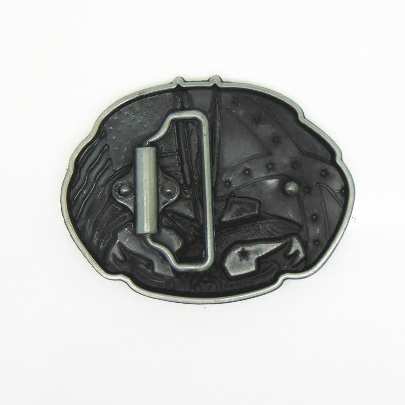 Men's DIY Eagle Double Flags Dixie Buckle Leather Belt - image 1