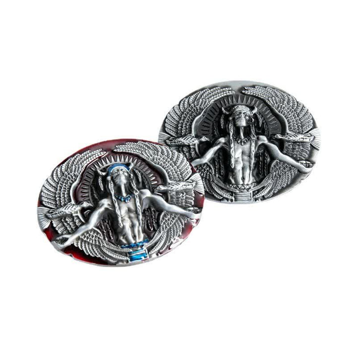 Men's DIY Indian Great Spirit Buckle Leather Belt - image 4
